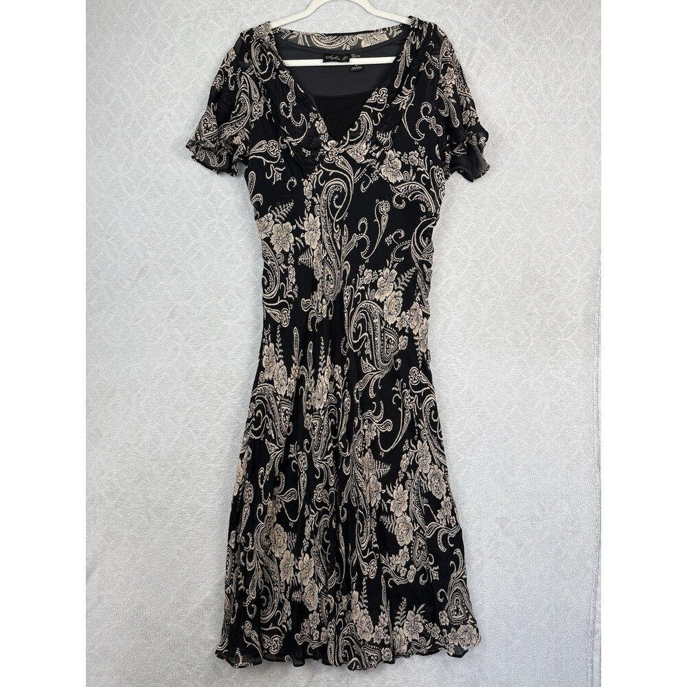 Vtg Lola P Maxi Dress Large Floral Paisley Sequins Whimsigoth Fairycore Boho Y2K
